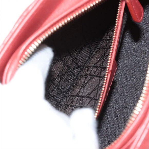 Sold out ❌Christian Dior Lady Dior Cannage Leather 2 Way Handbag Red - Picture 10 of 15